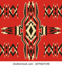 Patrón azteca, sin soldadura geométrica Navajo. Impresión del suroeste nativo americano. Papel pintado de diseño étnico, tela, cubierta, textil, alfombra, manta.