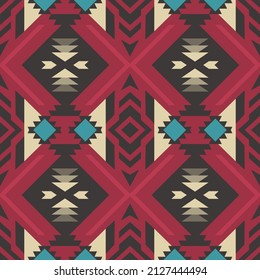 Aztec, Navajo geometric seamless pattern. Native American Southwest print. Ethnic design wallpaper, fabric, cover, textile, rug, blanket.