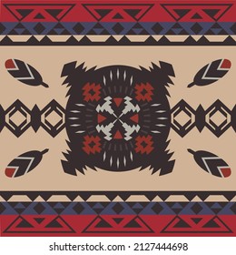 Aztec, Navajo geometric seamless pattern. Native American Southwest print. Ethnic design wallpaper, fabric, cover, textile, rug, blanket.