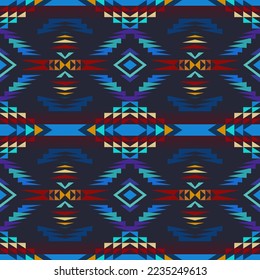 Aztec, Navajo geometric seamless pattern. Native American Southwest print. Ethnic design wallpaper, fabric, cover, textile, rug, blanket.