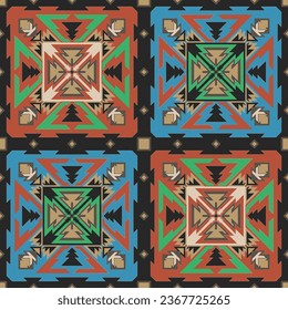 Patrón azteca, sin soldadura geométrica Navajo. Impresión del suroeste nativo americano. Papel pintado de diseño étnico, tela, cubierta, textil, alfombra, manta.