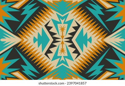 Patrón azteca, sin soldadura geométrica Navajo. Impresión del suroeste nativo americano. Papel pintado de diseño étnico, tela, cubierta, textil, alfombra, manta.