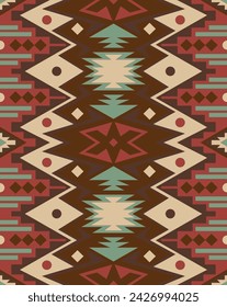 Patrón geométrico sin costuras azteca, navajo. Impresión del suroeste de los nativos americanos. Papel pintado de diseño étnico, tela, cubierta, textil, alfombra, manta.