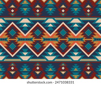 Aztec, Navajo geometric seamless pattern. Native American Southwest print. Ethnic design wallpaper, fabric, cover, textile, rug, blanket.