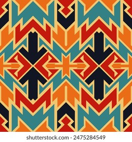 Patrón geométrico sin costuras azteca, navajo. Impresión del suroeste de los nativos americanos. Fondo de pantalla de diseño étnico, tela, cubierta, textil, alfombra, manta.