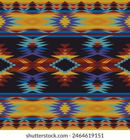 Aztec, Navajo seamless pattern. Native American Southwest print. Abstract Ethnic geometric blanket, rug.