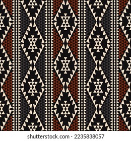 Aztec Navajo stripes pattern. Vector ethnic southwest red-black color seamless pattern background. Use for fabric, textile, home interior decoration elements, upholstery, wrapping.