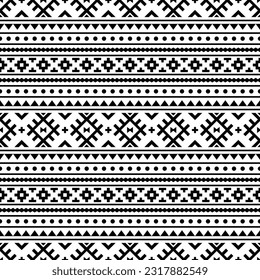 Fondo vectorial geométrico azteca Navajo. Patrón étnico nativo sin foco. Colores en blanco y negro. Diseño para textil, plantilla, tela, camisa, impresión, alfombra, decorativo, fondo.