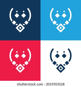 Aztec Necklace blue and red four color minimal icon set