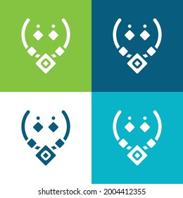 Aztec Necklace Flat four color minimal icon set