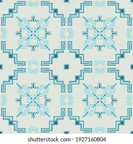 Aztec north american seamless pattern vector design. Tribal ethnic texture background. Modern decor ornament. Folk inca repeating rapport. Textile print seamless pattern.