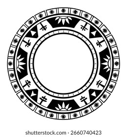 Círculo ornamental azteca agudo y detallado