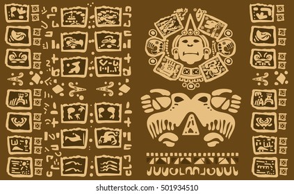 Aztec  ornamental tribal elements and symbols
