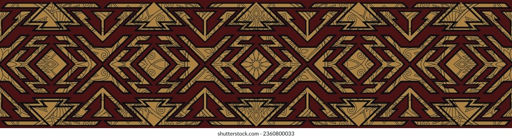 Aztec pattern decorated with mandalas .For seamless borders, ethnic tribes, fabrics, carpets