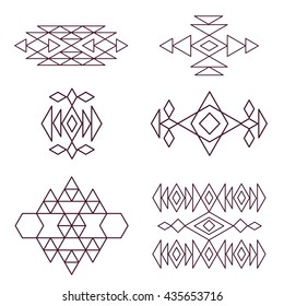 Aztec pattern elements for your design. Vector illustration. For cards, prints, textile.