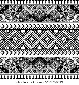 Aztec Pattern. Ethnic Seamless Pattern in black and white color. Tribal Pattern.  Ikat Pattern