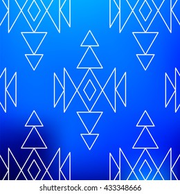 Aztec pattern on blue background for your design. Vector illustration. For cards, prints, textile.