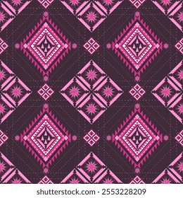 Aztec Pattern Seamless Background, Pink Tribal Aztec Pattern, Geometric Wallpaper, Creative and Engaging: Vibrant Aztec Design, Geometric Textile Art, Vector, Seamless Pattern