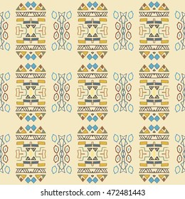 Aztec Pattern. Seamless Ethnic Background. Native Navajo Design. Vector Illustration. 


