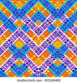 Aztec pattern small elements background. Zigzag tribal pattern seamless.