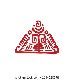 Aztec pyramid ancient drawing isolated mayan religion and culture symbol. Vector mexican kukulkan sign, sacred building of retro civilization. Aztec calendar ornamental icon, mythology and mystery