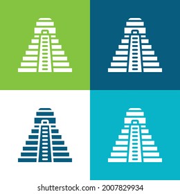 Aztec Pyramid Flat Vier Farben minimale Icon Set