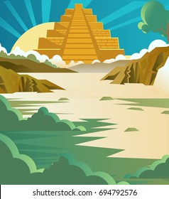 aztec pyramid temple background