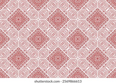 Aztec red color geometric pattern design