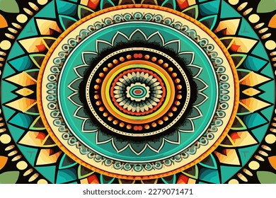 Aztec rounded pattern seamless flashy colors. Abstract traditional folk old ancient antique tribal ethnic graphic line. Ornate elegant luxury vintage retro modern minimal style for texture textile