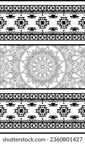 Alfombra azteca con patrón mandala Tribus étnicas modernas Tomas de moda. Tela, alfombra