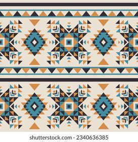 Aztec seamless border pattern. South western rug design. Mexican blanket vector seamless pattern. Native Indian ornament.