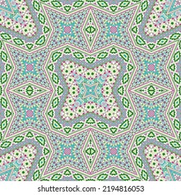 Aztec seamless ornament vector design. Damask geometric texture. Rug print in ethnic style. Patchwork motifs in baroque style.