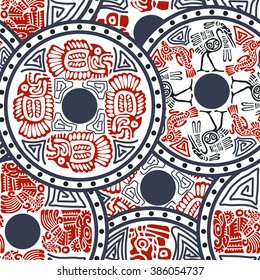 Aztec seamless pattern with animals. Indian national motive. Vector illustration.