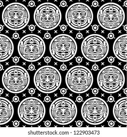 Aztec Seamless Pattern in Black & White