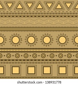 Aztec seamless pattern. Can be used in fabric design for making of clothes, accessories; decorative paper, wrapping, envelope; web design, etc. Swatches of seamless pattern included in the file.