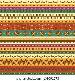 Aztec seamless pattern. Can be used in fabric design for making of clothes, accessories; decorative paper, wrapping, envelope; web design, etc. Swatches of seamless pattern included in the file.