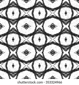 Aztec seamless pattern with ethnic motives. Abstract geometric black and white background with aztec ornament.