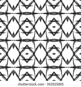 Aztec seamless pattern with ethnic motives. Abstract geometric black and white background with aztec ornament.