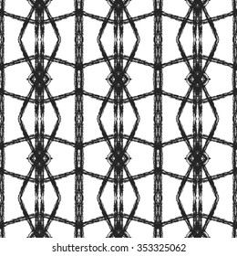 Aztec seamless pattern with ethnic motives. Abstract geometric black and white background with aztec ornament.