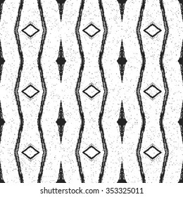 Aztec seamless pattern. Ethnic and tribal motifs. Ikat Mexican motif. Vector illustration. Zigzag and stripe line. Black and white colors. For invitation, web, textile, wallpaper, wrapping paper.