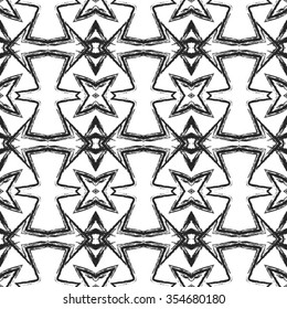 Aztec seamless pattern. Ethnic and tribal motifs. Ikat Mexican motif. Vector illustration. Zigzag and stripe line. Black and white colors. For invitation, web, textile, wallpaper, wrapping paper.