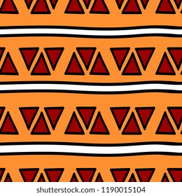Aztec seamless pattern with organic tribal hand drawn multicolor background. Ethnic drawing symbol vector illustration for fashion wrapping and textile print.