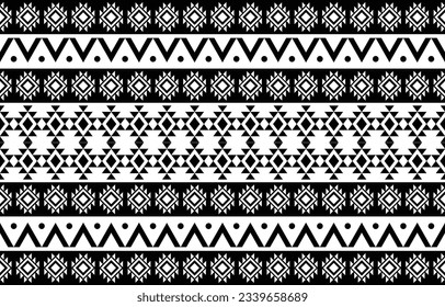 aztec nahtloses Muster.  Teppich Textur Stoffdruck Tribal Design, geometrische Symbole für Logo, Karten, Stoff dekorative Arbeiten. traditionelle Vektorgrafik. auf schwarz-weißem Hintergrund.