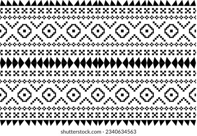 aztec seamless pattern.  rug textile print texture Tribal design, geometric symbols for logo, cards, fabric decorative works. traditional print vector illustration. on black and white background.