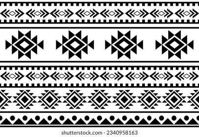 aztec seamless pattern.  rug textile print texture Tribal design, geometric symbols for logo, cards, fabric decorative works. traditional print vector illustration. on black and white background.