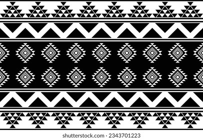 aztec seamless pattern.  rug textile print texture Tribal design, geometric symbols for logo, cards, fabric decorative works. traditional print vector illustration. on black and white background.