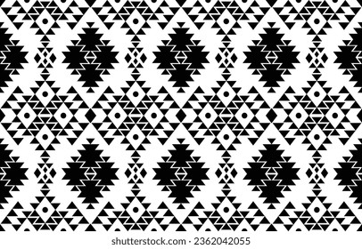 aztec seamless pattern.  rug textile print texture Tribal design, geometric symbols for logo, cards, fabric decorative works. traditional print vector illustration. on black and white background.