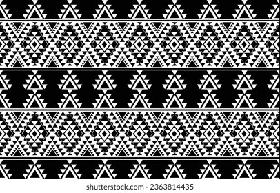 aztec seamless pattern.  rug textile print texture Tribal design, geometric symbols for logo, cards, fabric decorative works. traditional print vector illustration. on black and white background.