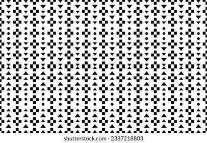 aztec seamless pattern.  rug textile print texture Tribal design, geometric symbols for logo, cards, fabric decorative works. traditional print vector illustration. on black and white background.