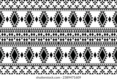 aztec nahtloses Muster.  Teppich Textur Stoffdruck Tribal Design, geometrische Symbole für Logo, Karten, Stoff dekorative Arbeiten. traditionelle Vektorgrafik. auf schwarz-weißem Hintergrund.